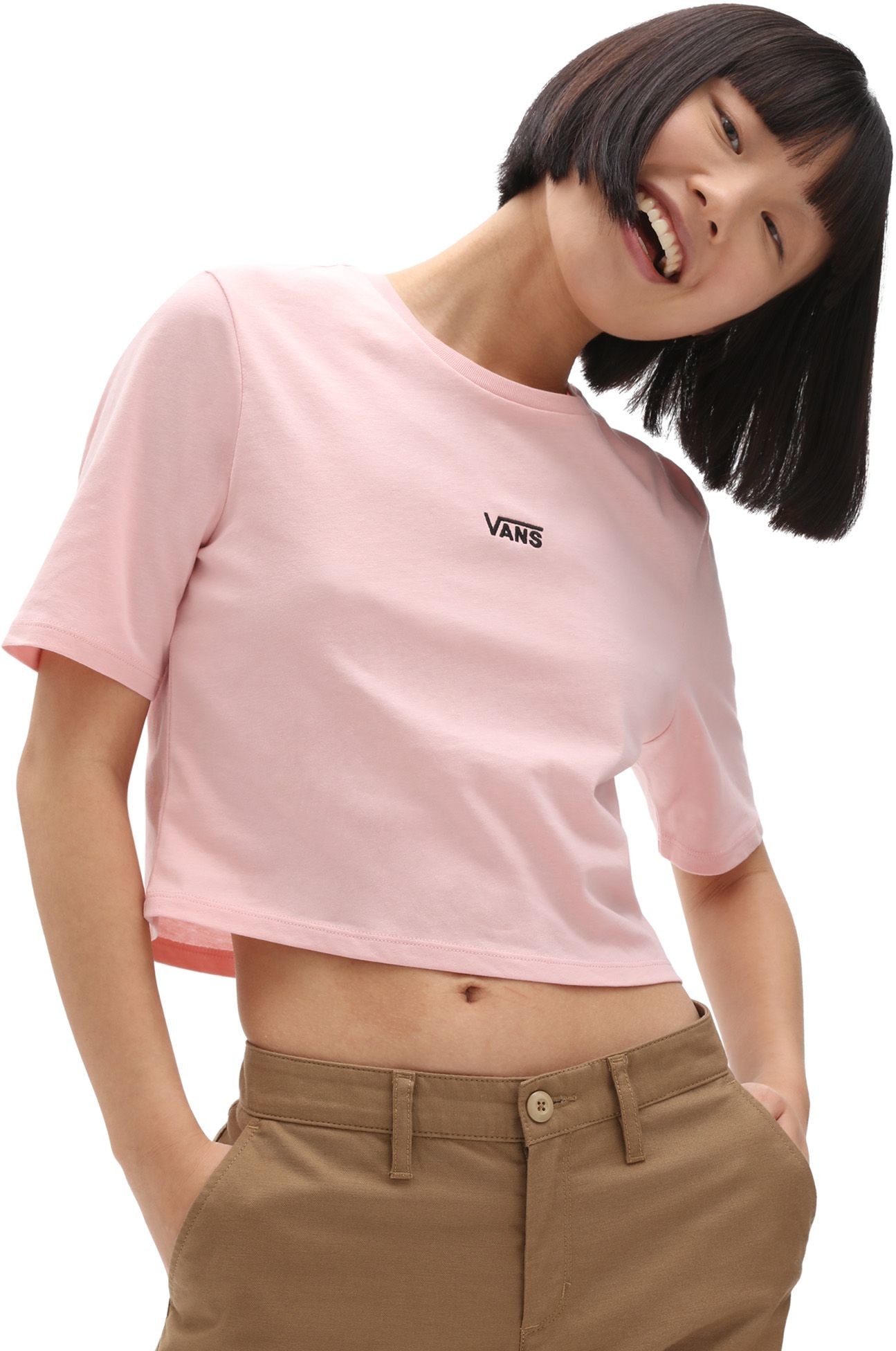 Vans t-shirt damski FLYING V CROP CREW TEE Powder Pink