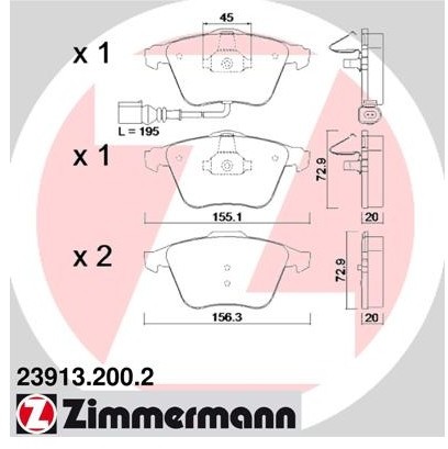 ZIMMERMANN Klocki hamulcowe - komplet 23913.200.2
