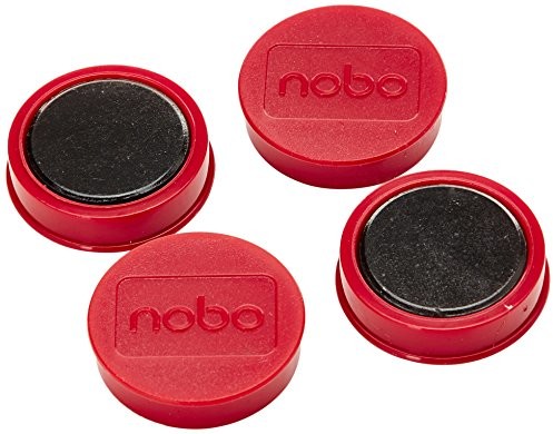 Nobo 1901452 przyczepności magnesów, udźwig: 800 G, okrągły 38 MM, 4 sztuka, czerwony 1901452