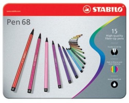 Фото - Творчість і рукоділля STABILO Flamaster  Pen 68 kpl. 15szt. w etui metalowym 