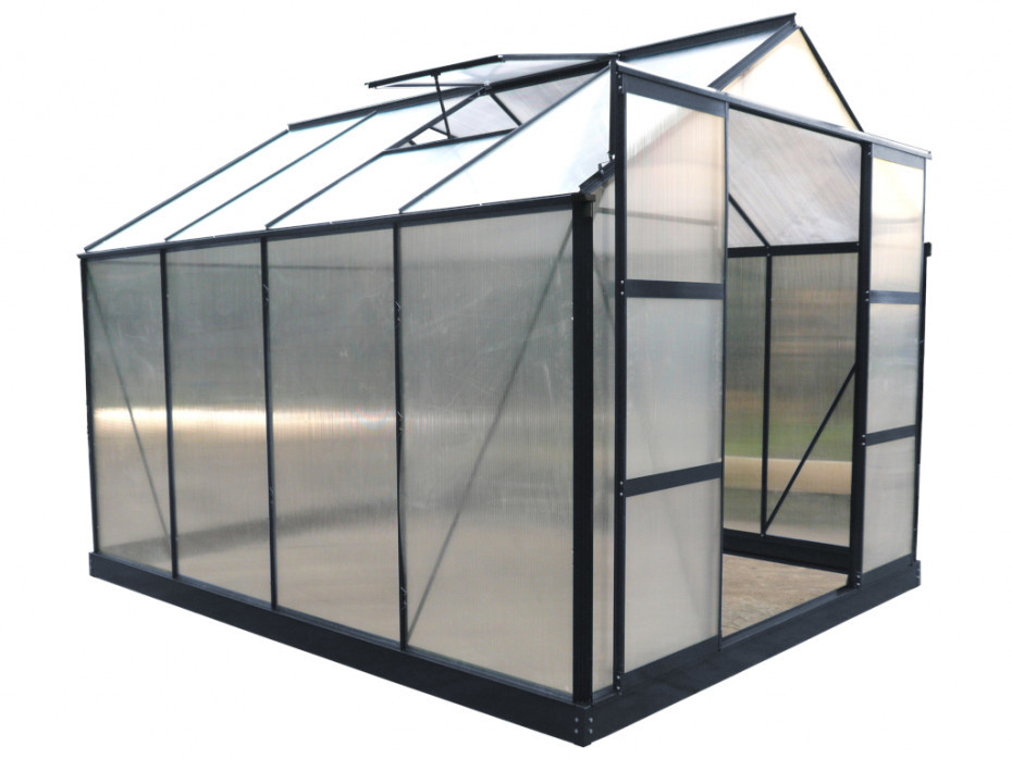 Vente-Unique Szklarnia ogrodowa z poliwęglanu 7.5 m GREENEA II z podstawą - Antracyt