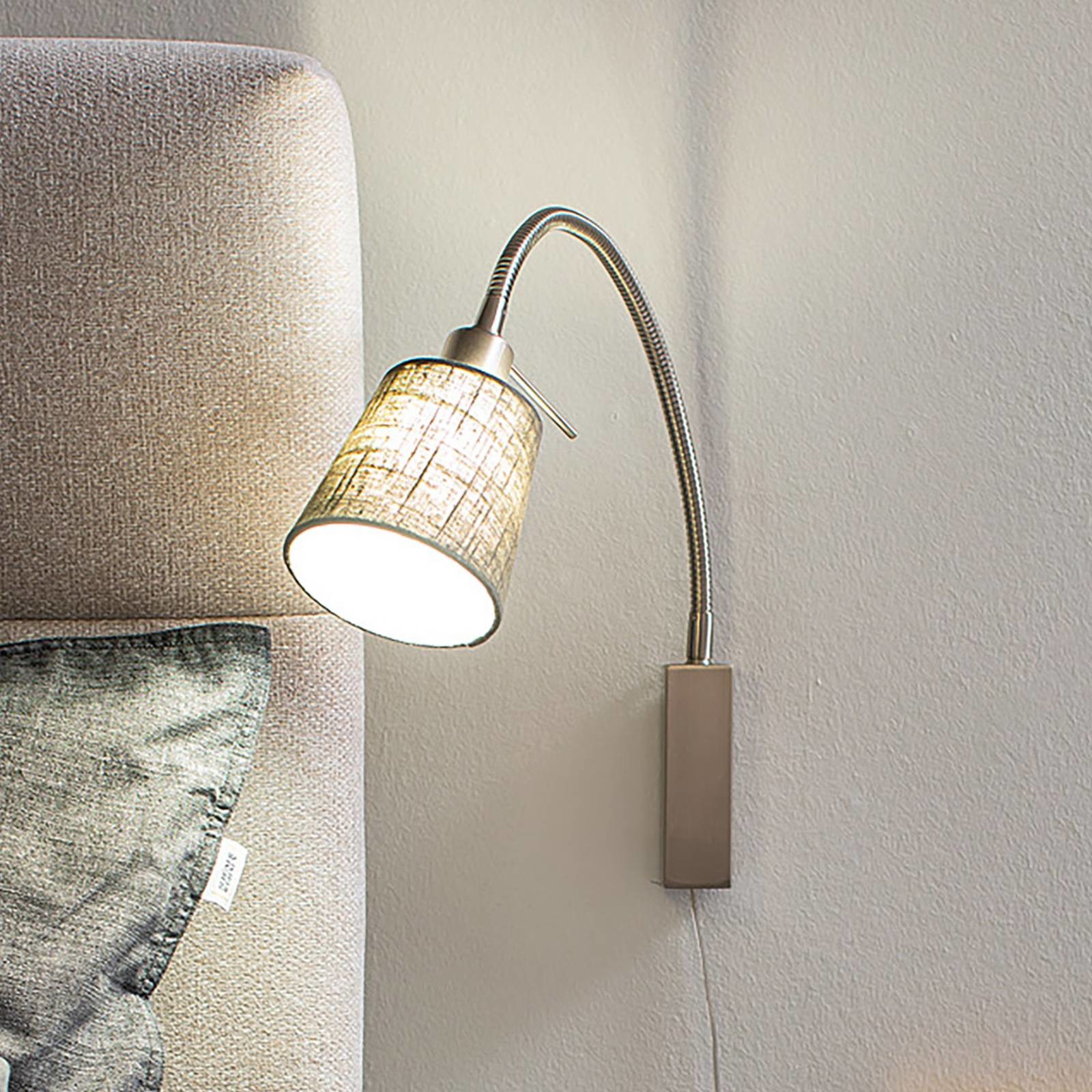 Fischer&Honsel Kinkiet Chmura z lnu, nikiel/szara