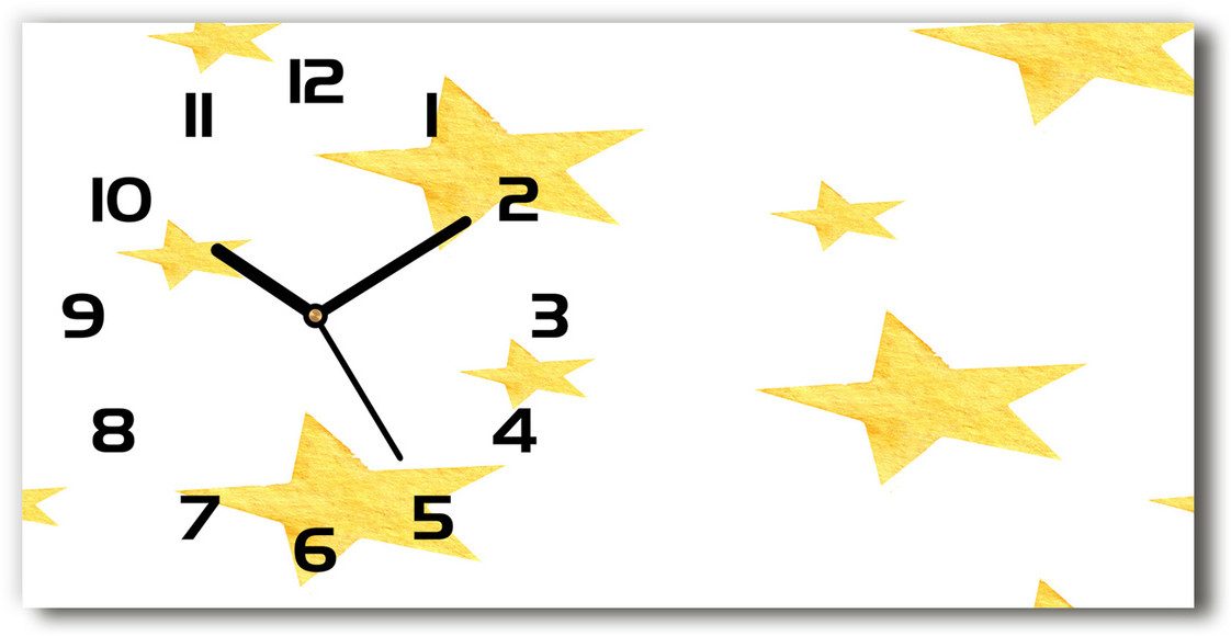 Zegar ścienny szklany cichy Żółte gwiazdy