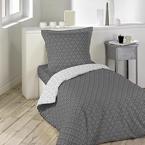 Douceur d'Intérieur intérieur douceur D '1641535 Optic poszewka na kołdrę z zamkiem poszewka na poduszkę bawełna antracyt/biały 140 x 200 cm 1641535