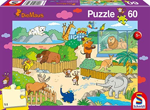 Schmidt Spiele Spiele Puzzle 56349 Im Zoo, Die Maus, puzzle dziecięce, 60 części, kolorowe 56349