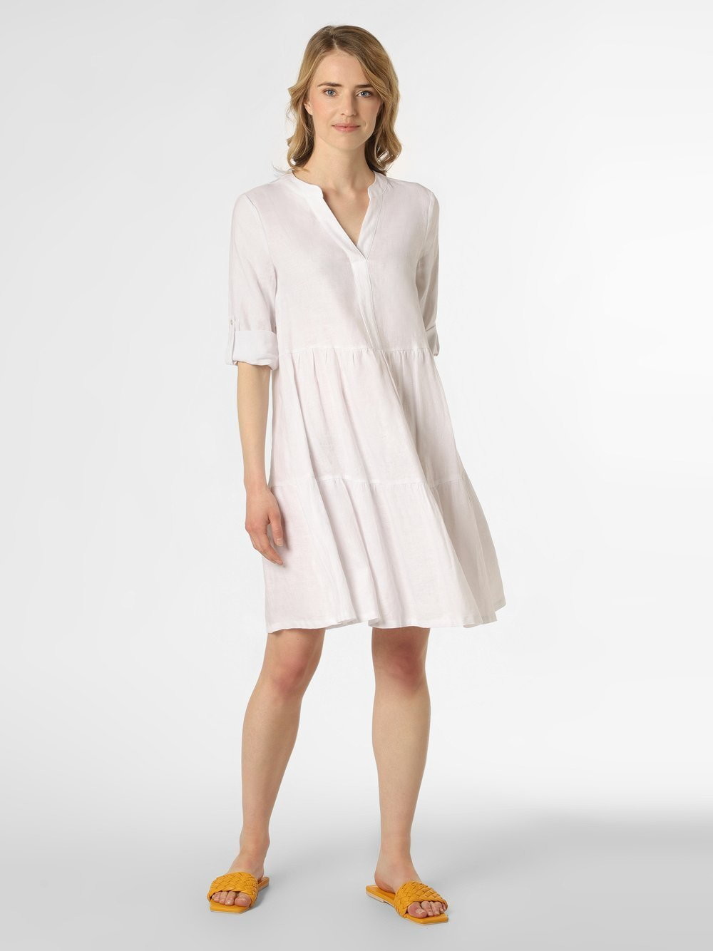 Apriori Apriori - Damska sukienka lniana, biały