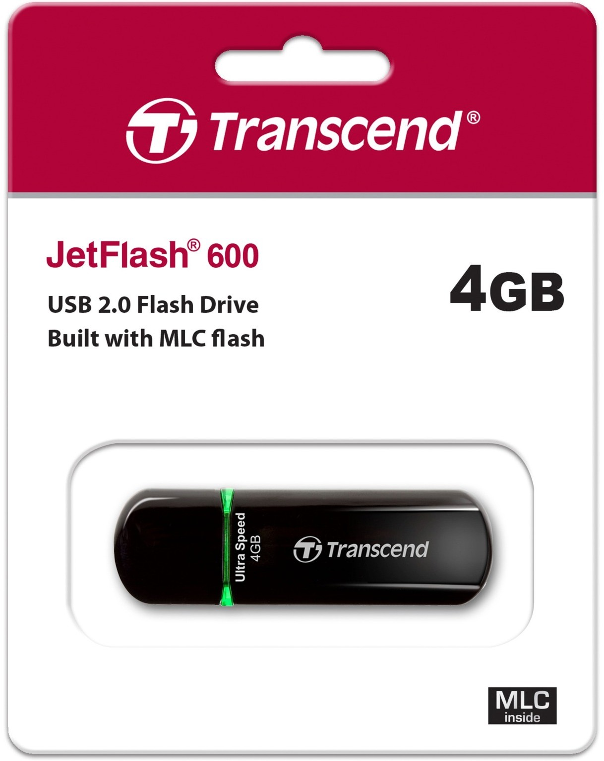 Transcend JetFlash 600 pamięć USB 4 GB USB Typu-A 2.0 Czarny, Nośnik Pendrive USB
