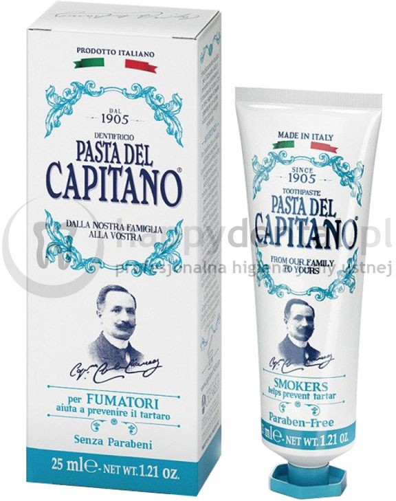 Ciccarelli PASTA DEL CAPITANO SMOKERS Tatar 75ml (niebieska) - włoska pasta do zębów dla palaczy o działaniu wybielającym i odświeżającym