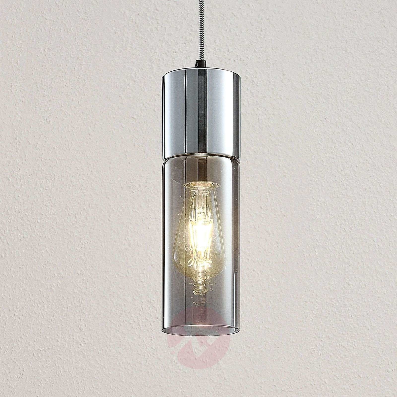 Lampenwelt com Lampa wisząca Eleen z cylindrami ze szkła dymnego