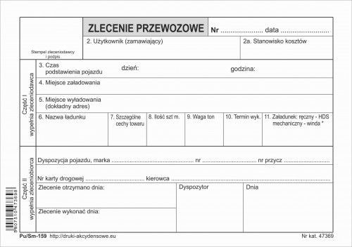 Firma krajewski Zlecenie przewozowe - Umowa przewozu [Pu/Sm-159] Pu/Sm-159