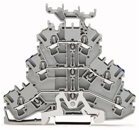 WAGO Terminal przewodzący ochronny potrójny WAGO 5.20 mm Sprężynowe Alokacja Terre N L szary 2002-3247 50 szt 2002-3247