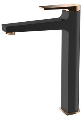 Invena BATERIA UMYWALKOWA 28,5 cm WYSOKA +korek czarny mat/różowe złoto-miedź MIDNIGHT BU-35-W14