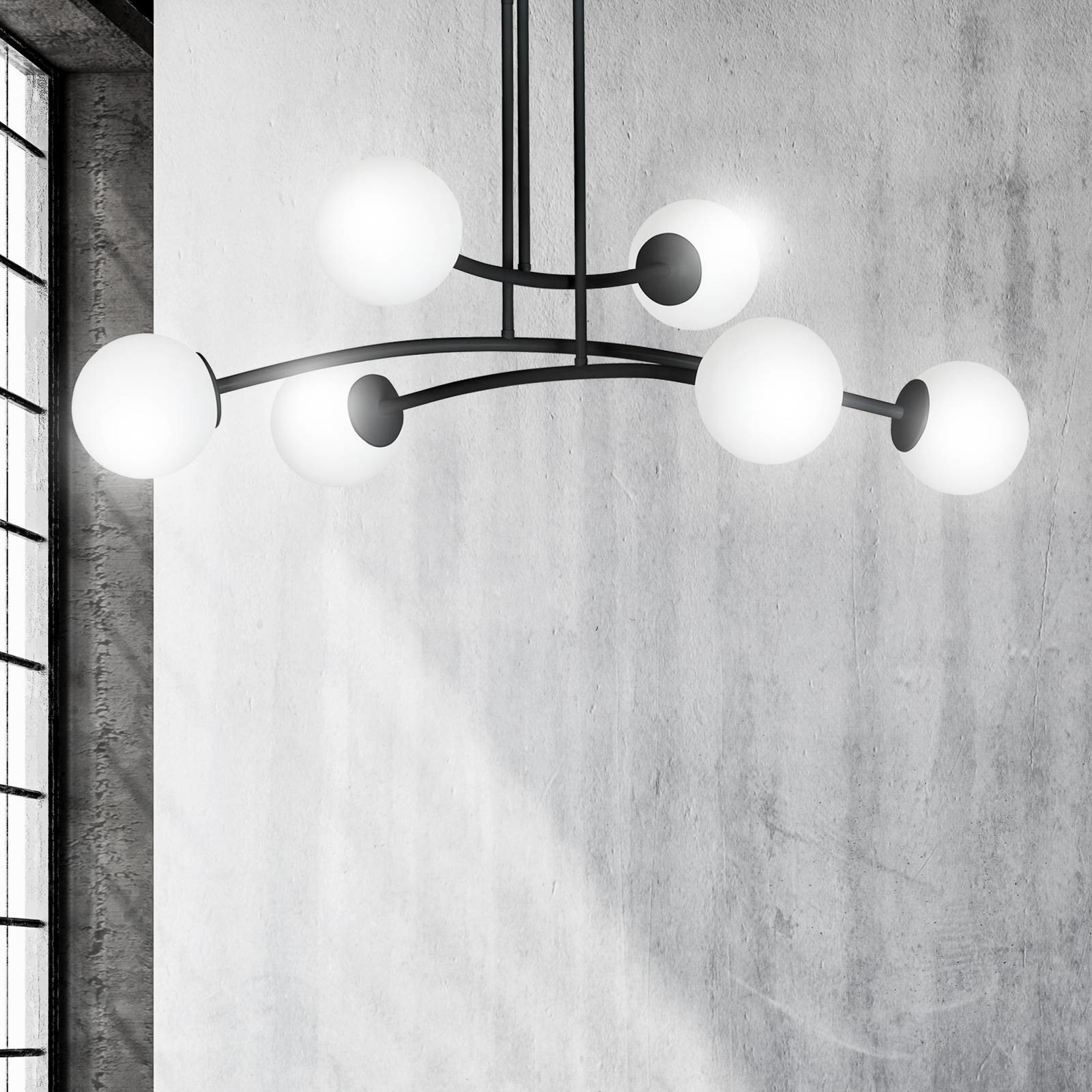 EULUNA Lampa sufitowa Major, czarna, 6-punktowa