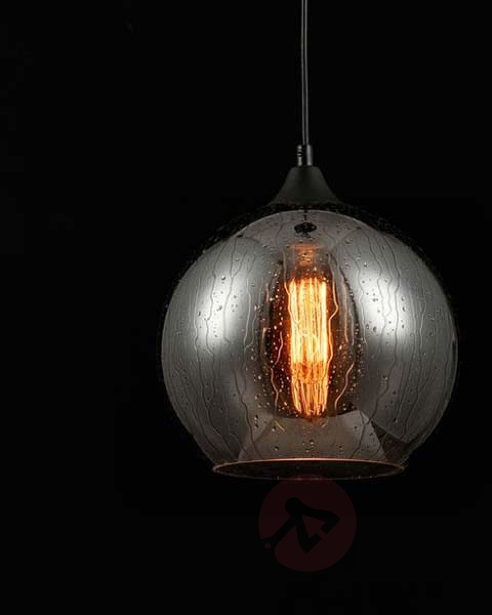 Szara szklana lampa wisząca z efektem deszczu