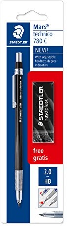 Staedtler 780 °C bkp6 Mars technico Fall kopalni PDA o stopniu twardości wyświetlania Promotion z kartą gumka, Blister 780 C BKP6