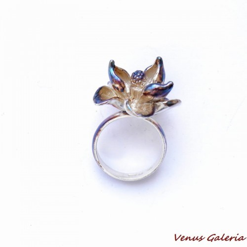 Skagen Pierścionek srebrny - Brązowa magnolia medium 934