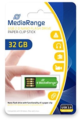MediaRange mr977 USB Nano Memory stick Flash 32 GB Clip z funkcją spinacze Zielony MR977