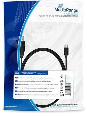 MediaRange Kabel USB 2.0 MRCS188 USB 2.0/MiniUSB 2.0 B, 1.8m, czarny MRCS188