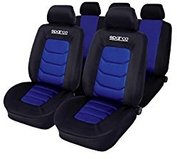 Autostyle Centralne sitbezug kompletny zestaw: wzór moro R niebieskie samochód sparco, czarnym (kompatybilny z poduszką powietrzną/RV z tyłu/padding spc1019rs) SP 91117