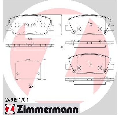 ZIMMERMANN Zestaw klocków hamulcowych, hamulce tarczowe 24915.170.1