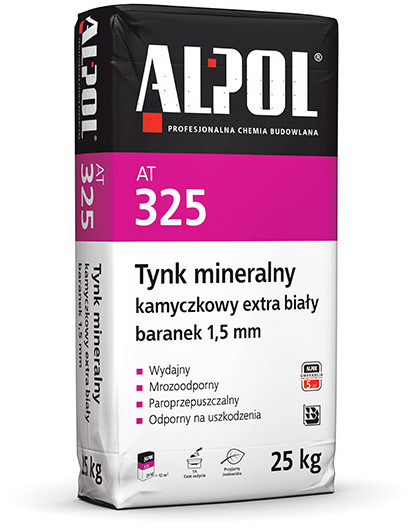 Alpol AT 325 tynk mineralny kamyczkowy baranek extra biały 1,5 mm 25 kg