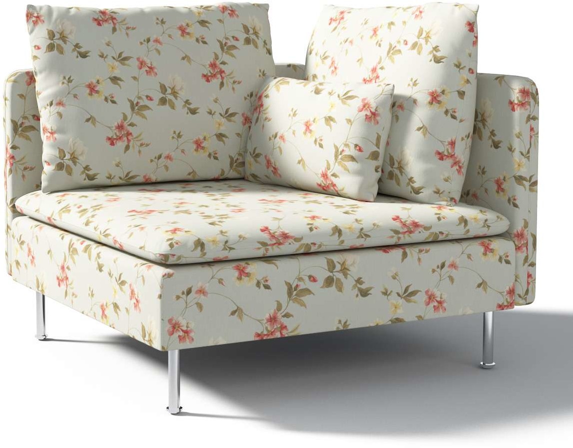 Dekoria pl pl Pokrowiec na sekcję narożną Söderhamn kwiatki na jasno-błękitnym tle 99 x 99 x 83 cm Londres 1008-143-89