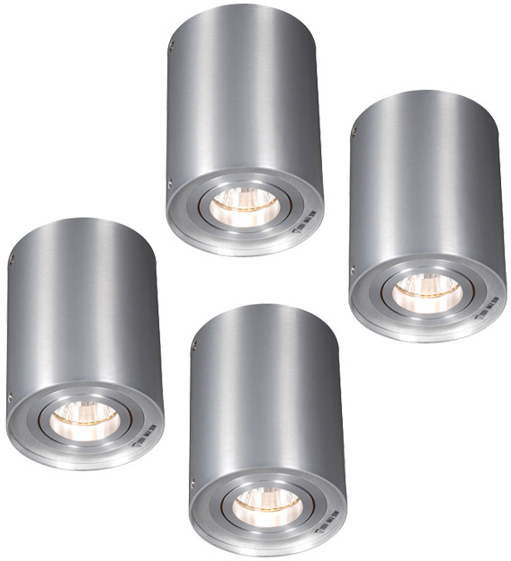QAZQA Zestaw 4 x spot regulowany aluminium - Rondoo 1 up