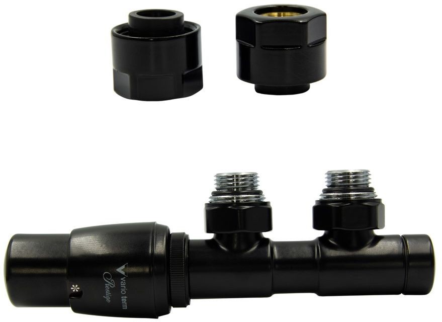 Varioterm Zawór termostatyczny TWINS ze złączką PEX/CU - czarny mat midziana - Cu 15 mm lewa TSGS0224CFK/L(Cu)