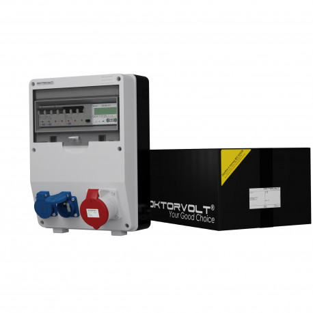 Doktorvolt Rozdzielnica budowlana TD-S/FI 32A 2x230V z licznikiem zużycia energii 9672 DV-9672-F