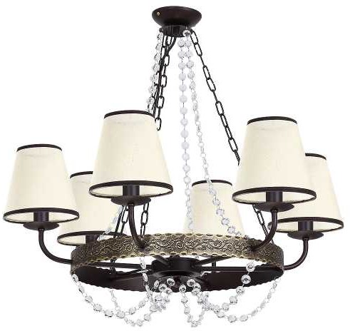 Luminex Lampa wisząca Valentino 9322 lampa sufitowa 6x60W E14 czarna mosiądz beż