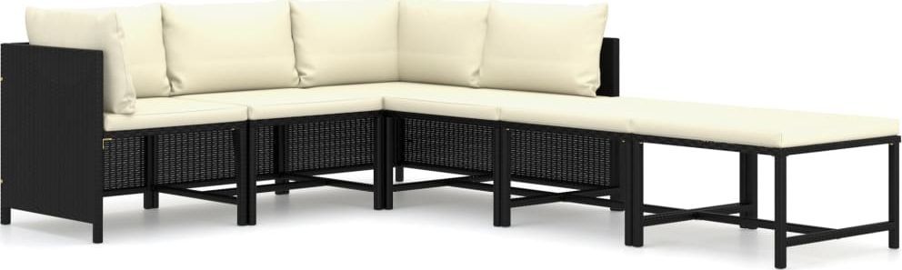 vidaXL 6-cz. zestaw wypoczynkowy do ogrodu, poduszki, rattan PE czarny 3059784