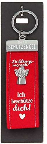 Depesche Depesche 10890.001 breloczek do kluczy z filcu, z aniołem stróżem i napisem, ulubiona osoba chroniąca Ciebie, czerwony, ok. 15 cm 10890.001