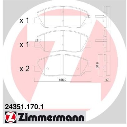 ZIMMERMANN Zestaw klocków hamulcowych, hamulce tarczowe 24351.170.1