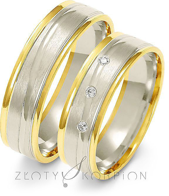 Złoty Skorpion Obrączki ślubne dwukolorowe Złoty Skorpion wzór Au-A218 Au-A218