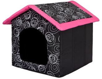 Hobbydog Buda dla Psa czarna z rózówym daszkiem R1 o wymiarach 38 cm x 38 cm x 32 cm R1 BUDRDA8