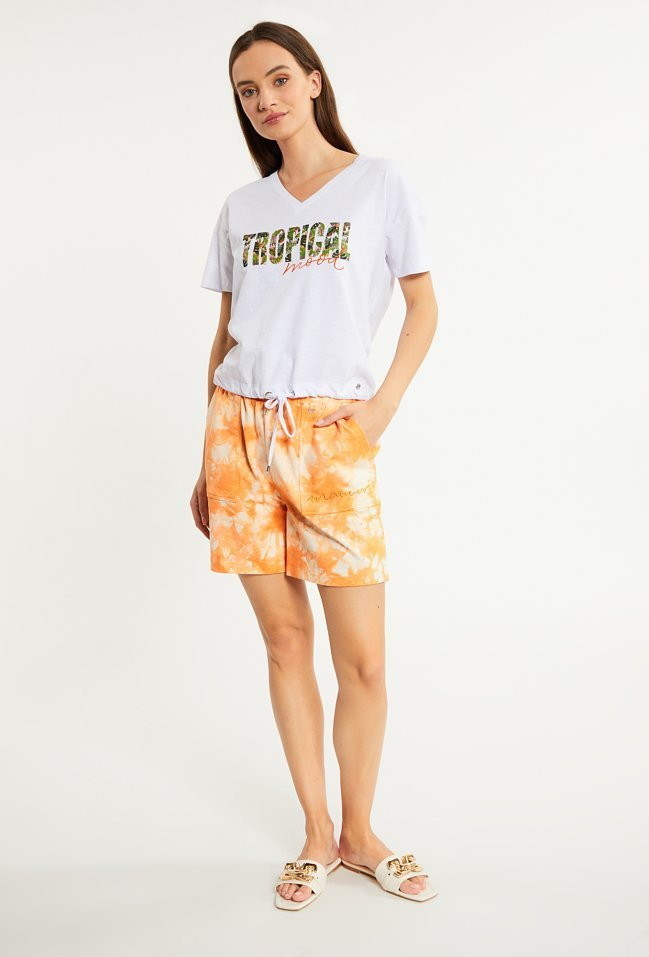 Monnari T-shirt z wiązaniem u dołu -