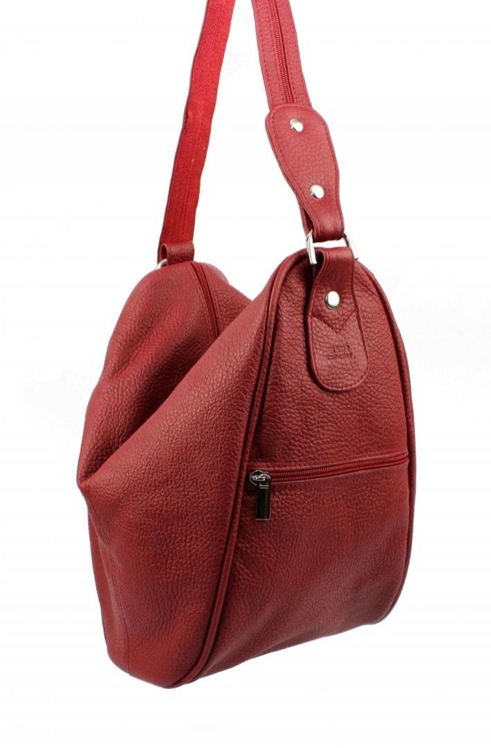 ELKOR (PL) Plecak Skórzany ELKOR (PL) Jowita De Luxe Skóra Naturalna Licowa CIEMNY CZERWONY