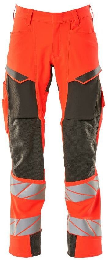 Mascot Workwear ACCELERATE SAFE SPODNIE Z KIESZENIAMI NA KOLANACH; CZERWIEŃ HI-VIS/CIEMNY ANTRACYT (82C68)