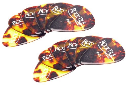 Rocktile Rocktile Pick plektrony do gitary heavy (wzornictwo Tortoise Design, nylonowe kostki, kostki, 12 sztuk w zestawie), brązowe 00021273