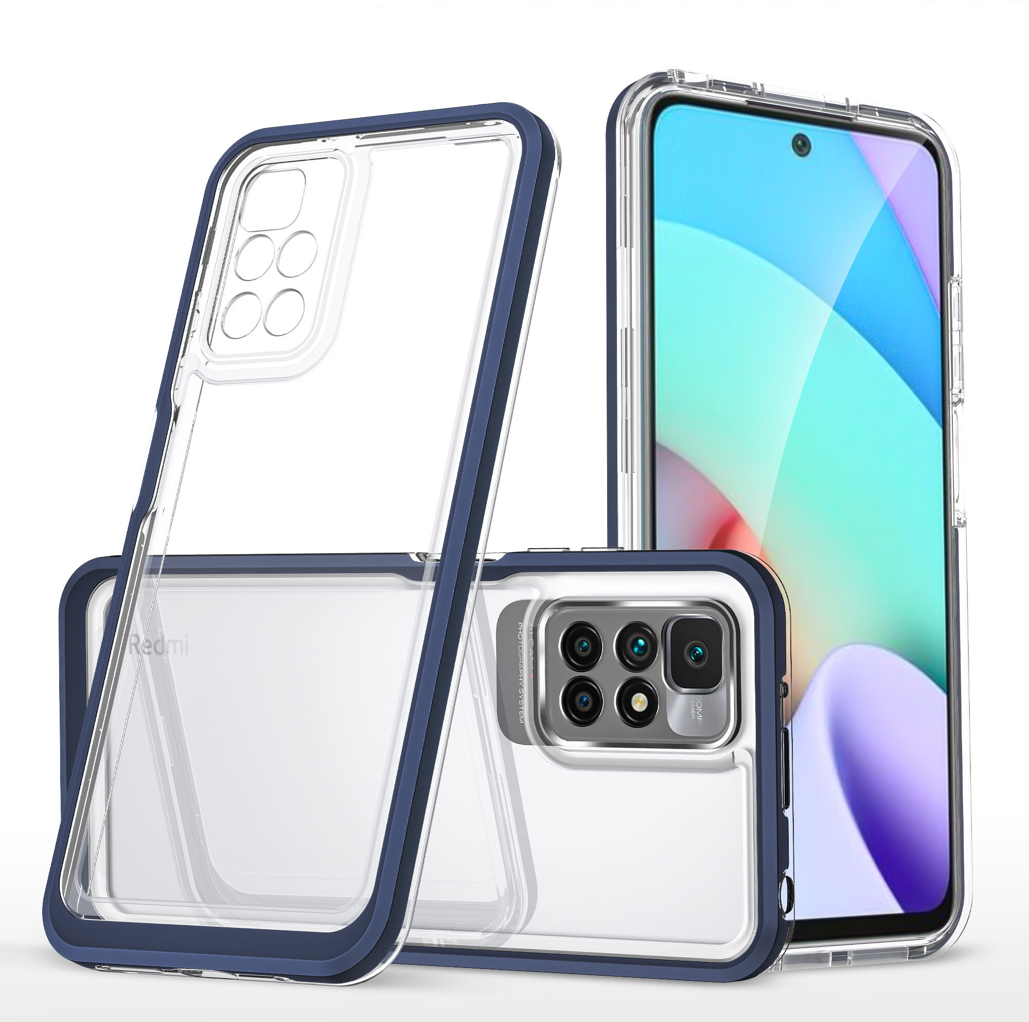 Hurtel Clear 3in1 etui do Xiaomi Redmi 10 żelowy pokrowiec z ramką niebieski