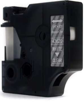 Dymo JetWorld Taśma D1 Biały na Przezroczystym 6mm x 7m 43620) stron JWT-D43620N