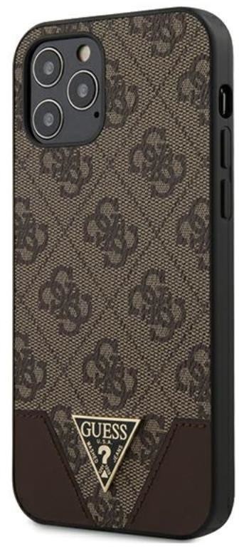 Guess 4G Triangle Collection - Etui na iPhone 12 / iPhone 12 Pro brązowy GUHCP12MPU4GHBR