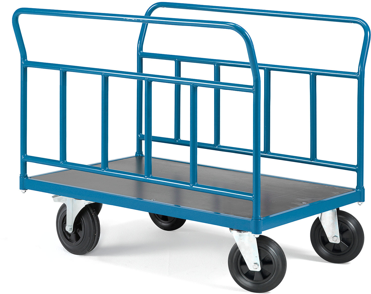 AJ Produkty Wózek platformowy TRANSFER, boczna rama metalowa, 1000x700 mm, koła gumowe, z hamulcem