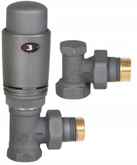 Invena Komplet Termostatyczny Kątowy Zawór Głowica Grafit