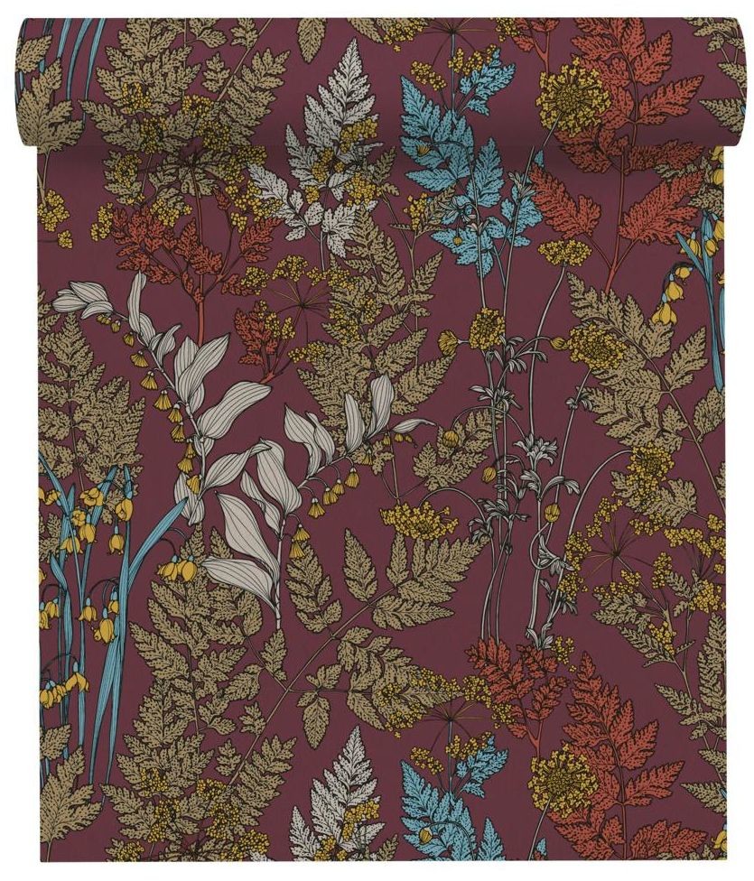 Tapeta Floral Impression 377514 bordowa winylowa na flizelinie