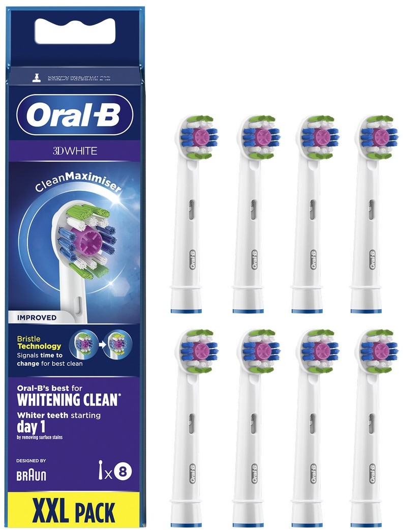 ORAL-B Braun Braun końcówki do szczoteczki elektrycznej 3D WHITE 8szt. EB18-8 CleanMaximiser