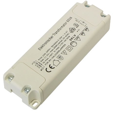 Transmedia Transformator elektroniczny halogenowy Slim Line 230 V na 12 V, 20  o mocy 60 W, z ochroną przeciwprzeciążeniową i zabezpieczeniem temperaturowym 1 szt. LT2L