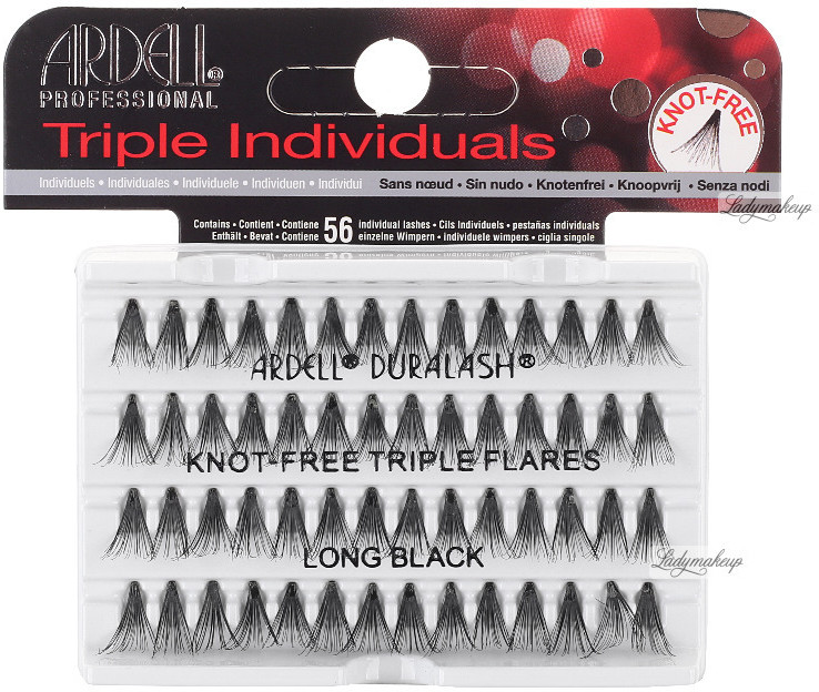 Ardell Triple Individuals - Zagęszczone kępki rzęs - KNOT-FREE TRIPLE FLARES - LONG BLACK