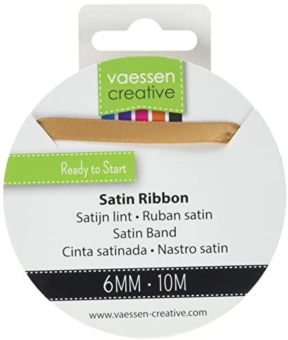 Vaessen Creative Vaessen Creative 301002-1021 satynowa wstążka jasnobrązowa, 6 mm x 10 m, wstążka, wstążka dekoracyjna, taśma prezentowa i taśma materiałowa na wesele, chrzest i prezenty urodzinowe, 6 mm 301002-1021