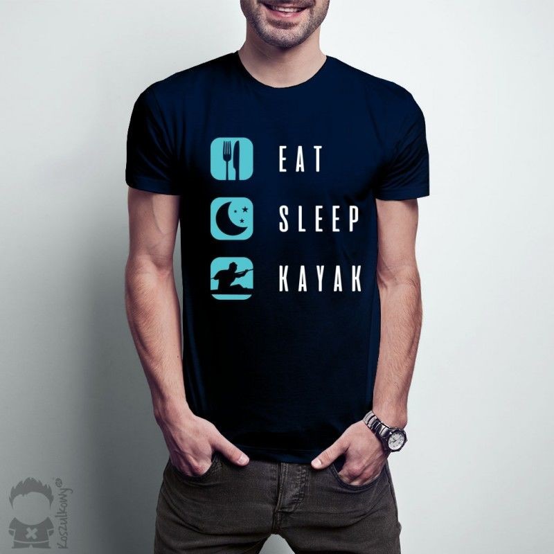 Eat, sleep, kayak - męska koszulka z nadrukiem